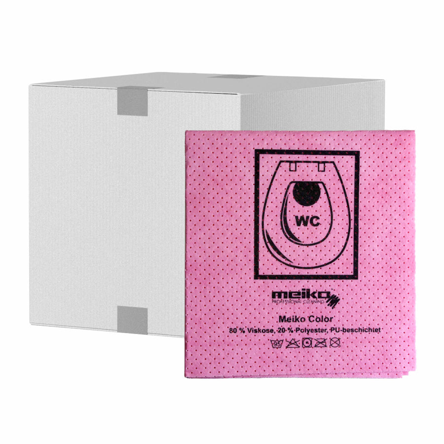 Meiko COLOR Fenstertuch rosa mit Piktogramm WC, Karton