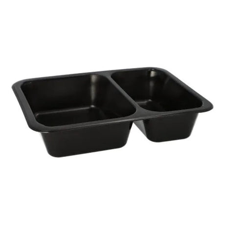 Menüschalen Mehrweg, Kunststoff, schwarz 1 Karton (20 Packungen × 20 Stück), 2-geteilt