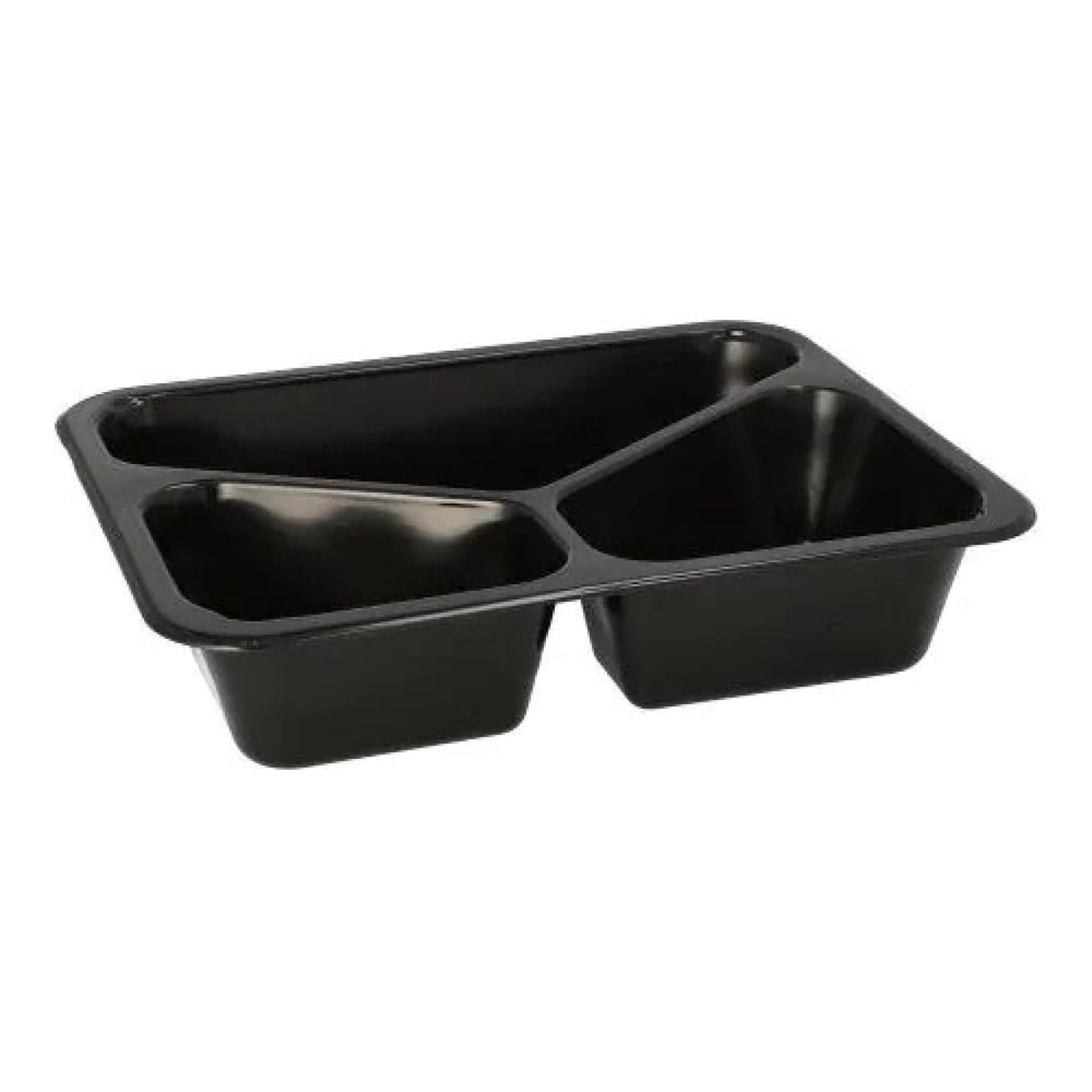 Menüschalen Mehrweg, Kunststoff, schwarz 1 Karton (20 Packungen × 20 Stück), 3-geteilt