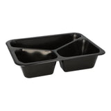 Menüschalen Mehrweg, Kunststoff, schwarz 1 Karton (20 Packungen × 20 Stück), 3-geteilt