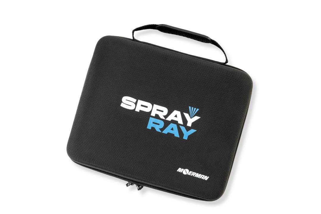 Schwarze Tragetasche für Moerman Spray-Ray Glasreinigungs-Sprühsystem, optimaler Schutz und Transport.
