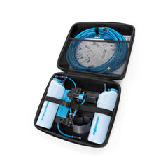 Moerman Spray-Ray Glasreinigungs-Sprühsystem mit Zubehör in schwarzem Koffer, ideal für effiziente Fensterreinigung.