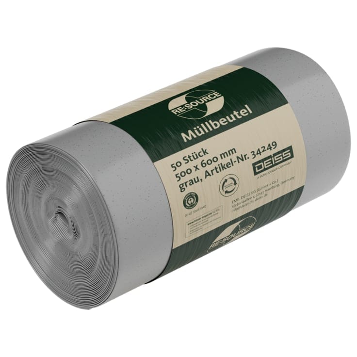 DEISS RE:SOURCE® Müllbeutel aus LDPE 30 Liter, grau 1 Karton = 30 Rollen