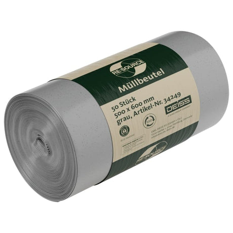 DEISS RE:SOURCE® Müllbeutel aus LDPE 30 Liter, grau 1 Rolle = 50 Stück