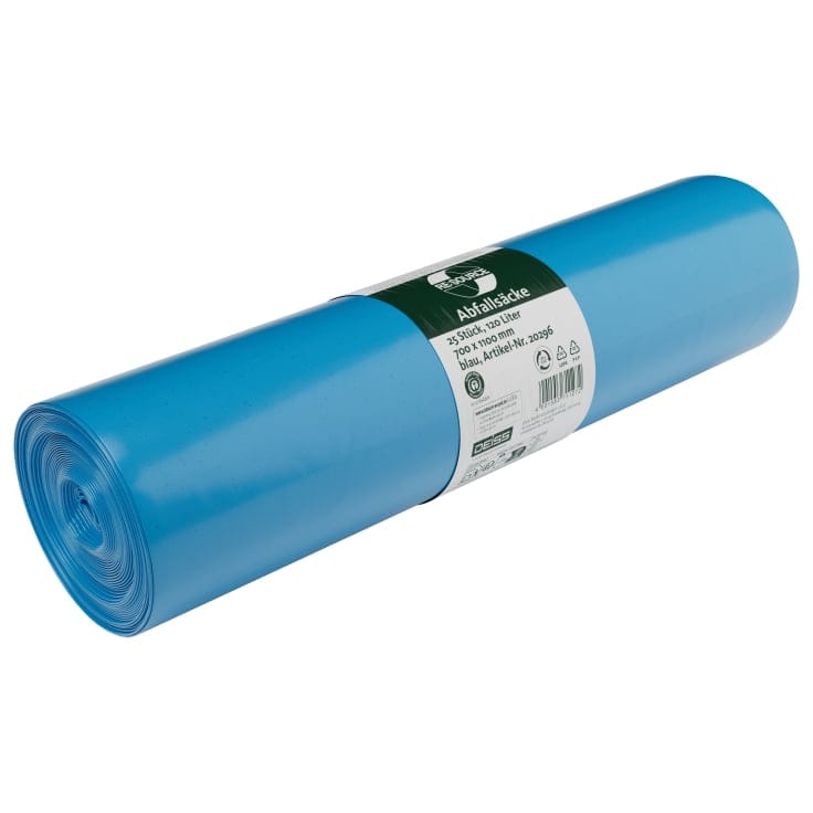 Deiss Müllsäcke 120 Liter, Typ 70, aus LDPE, blau 1 Rolle = 25 Stück
