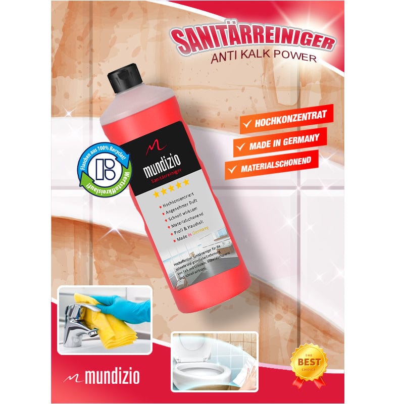 mundizio Sanitärreiniger mit Anti-Kalk Power im Sparpaket mit 12 Flaschen
