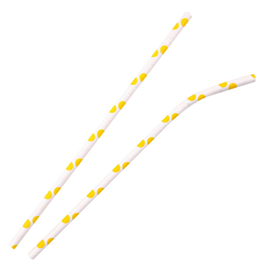 NATURESTAR® Flex Papier-Trinkhalme, gepunktet mit Knick, 19,7 cm 1 Packung (100 Stück), Gelb-Weiß