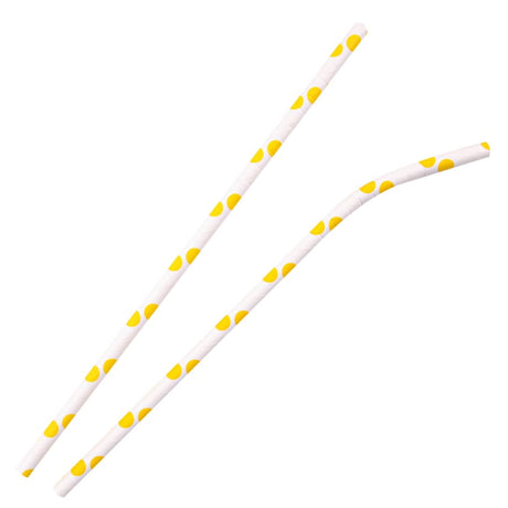 NATURESTAR® Flex Papier-Trinkhalme, gepunktet mit Knick, 19,7 cm 1 Packung (100 Stück), Gelb-Weiß