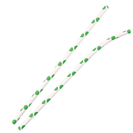 NATURESTAR® Flex Papier-Trinkhalme, gepunktet mit Knick, 19,7 cm 1 Packung (100 Stück), Grün-Weiß