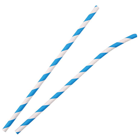 NATURESTAR® Flex Papier-Trinkhalme, gestreift mit Knick, 19,5 cm 1 Packung (100 Stück), Blau-Weiß