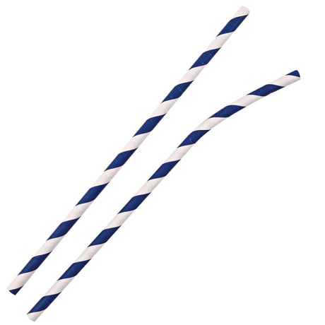 NATURESTAR® Flex Papier-Trinkhalme, gestreift mit Knick, 19,5 cm 1 Packung (100 Stück), Dunkelblau-Weiß