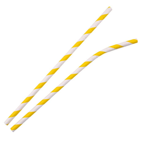 NATURESTAR® Flex Papier-Trinkhalme, gestreift mit Knick, 19,5 cm 1 Packung (100 Stück), Gelb-Weiß