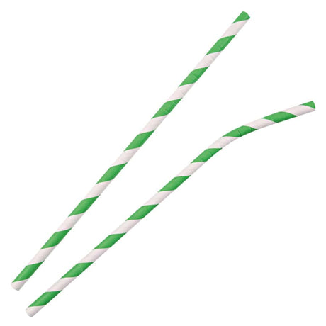 NATURESTAR® Flex Papier-Trinkhalme, gestreift mit Knick, 19,5 cm 1 Packung (100 Stück), Grün-Weiß