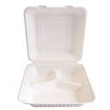NATURESTAR® Triple Bio Take-Away-Box Menübox 1 Karton (250 Stück) – 20 × 22,5 cm, Weiß