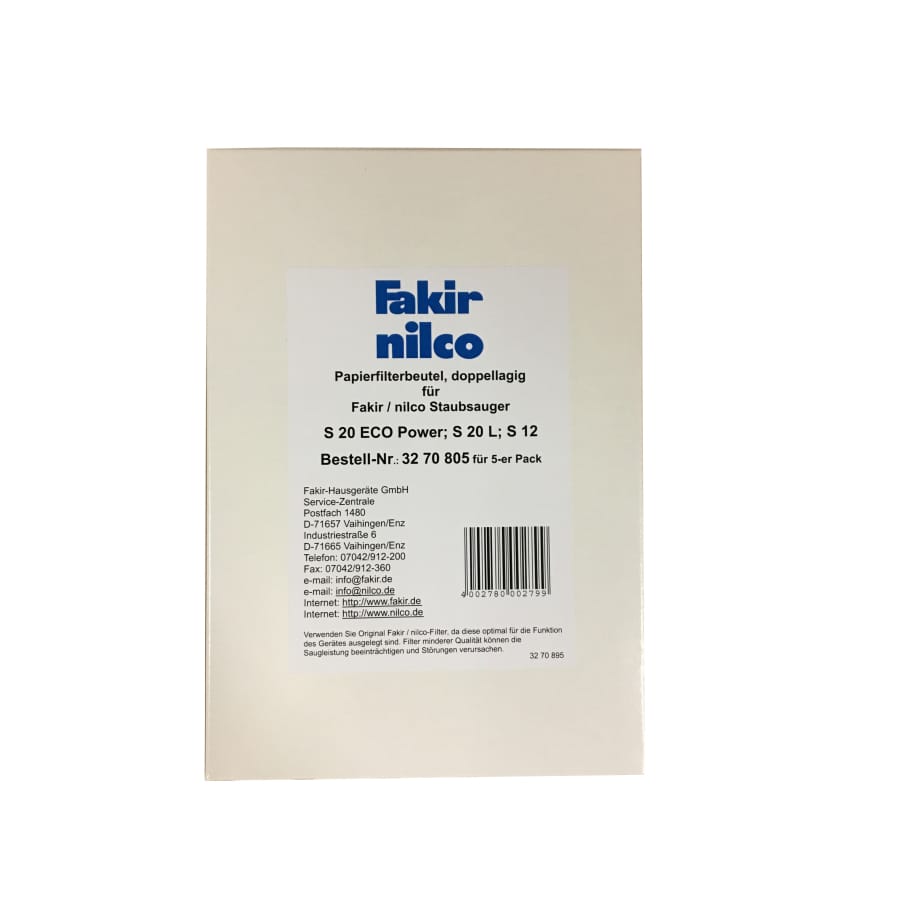 nilco Papierfilter für S 8, S 12 und S 20 E Kesselsauger