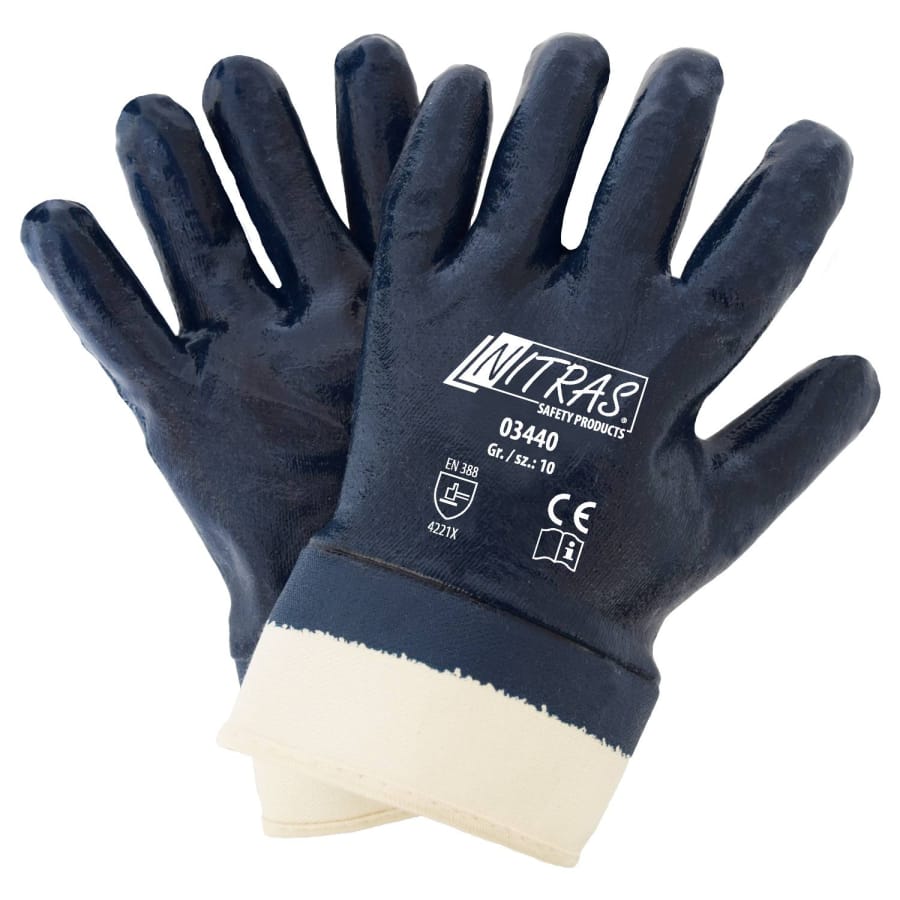 NITRAS Nitrilhandschuhe, vollbeschichtet, blau Größe 10 – 1 Paar