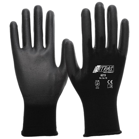 NITRAS Nylon-PU-Handschuhe, schwarz M (7) – 1 Paar