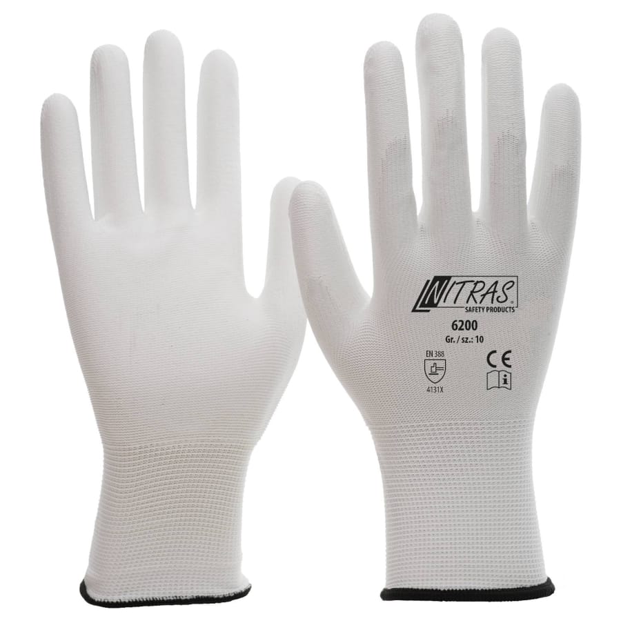 NITRAS Nylon-PU-Handschuhe, weiß 7 (M) – 1 Paar