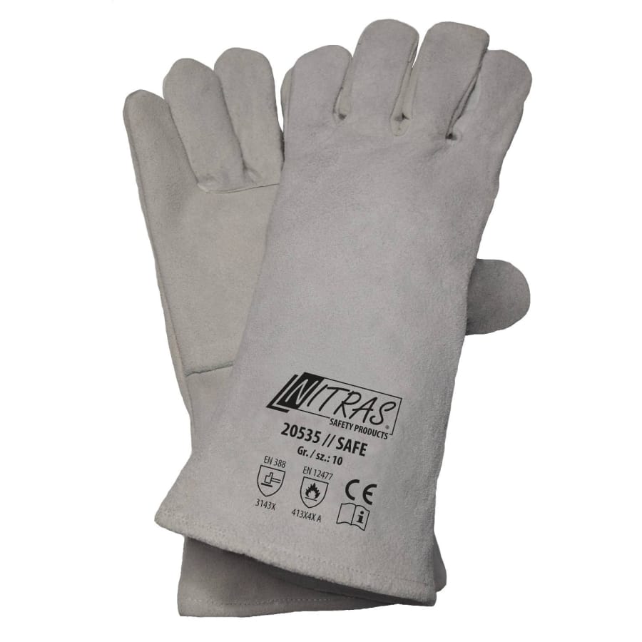 NITRAS "Safe" 5-Finger Schweißerhandschuhe Größe 9 – 1 Karton (60 Paar)