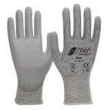 NITRAS Schnittschutzhandschuhe, PU grau Größe L (8) – 1 Karton (100 Paar)