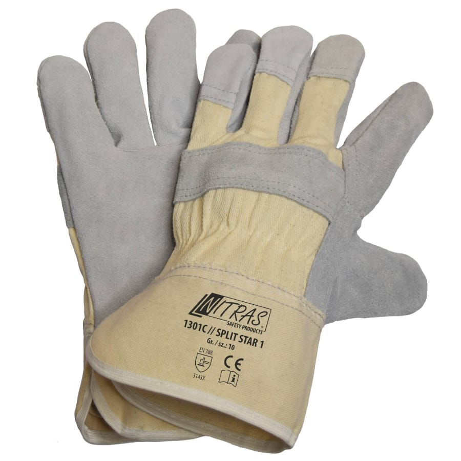 NITRAS "Split Star 1" Rindspaltlederhandschuhe 10 – 1 Paar