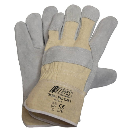 NITRAS "Split Star 2" Rindspaltlederhandschuhe, Größe 10