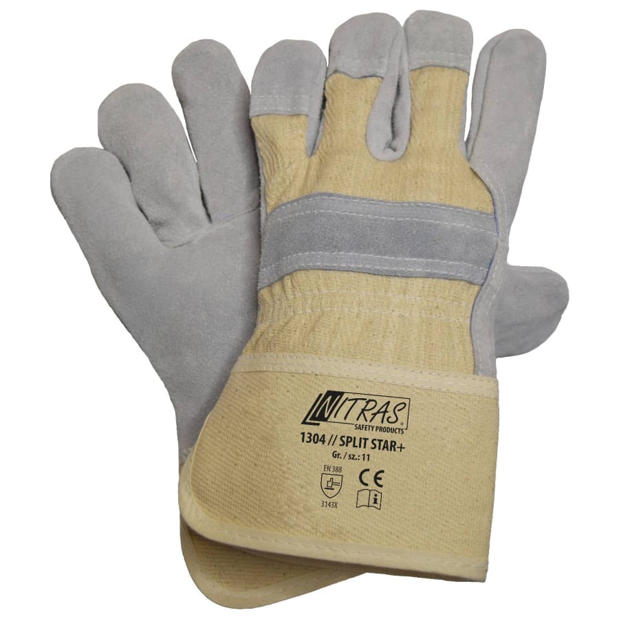 NITRAS® "Split Star +" Rindspaltlederhandschuhe Größe 11 – 1 Packung (12 Paar)