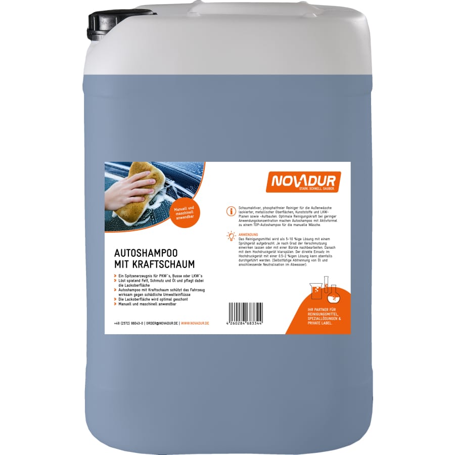 NOVADUR Autoshampoo mit Kraftschaum 20 Liter - Kanister