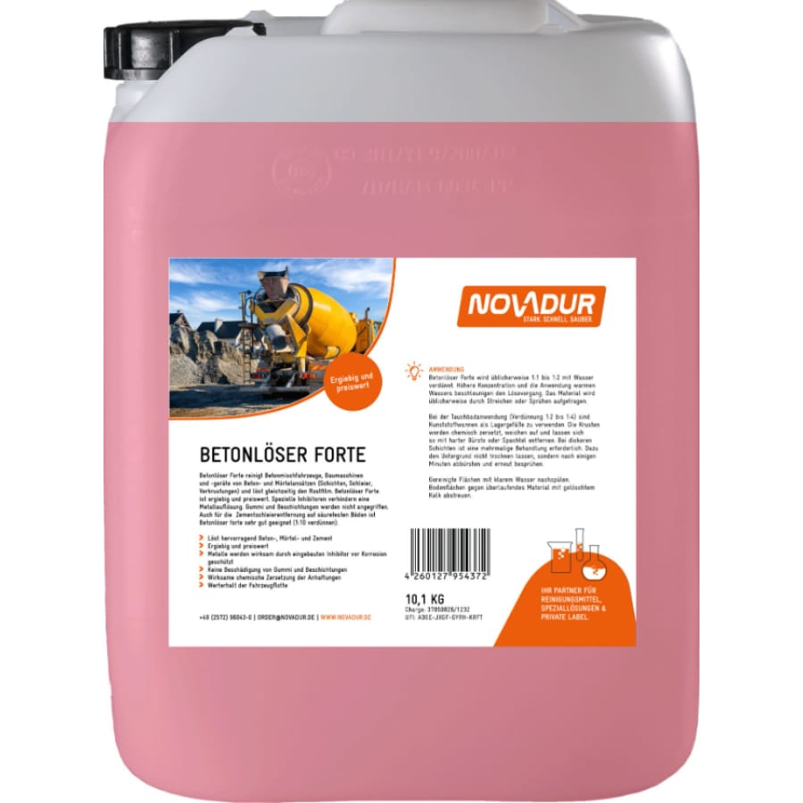 NOVADUR Betonlöser Forte, Beton Löser-Konzentrat 10,1 kg - Kanister