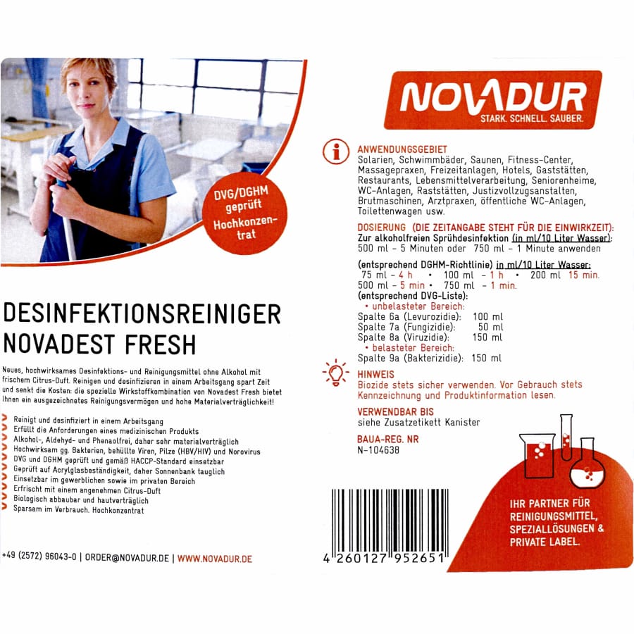 NOVADUR Novadest Fresh Desinfektionsreiniger Konzentrat