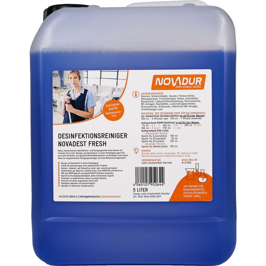 NOVADUR Novadest Fresh Desinfektionsreiniger Konzentrat 5 Liter - Kanister