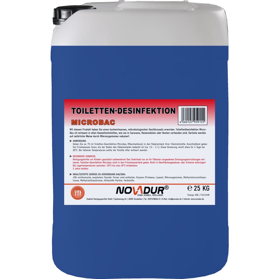 NOVADUR Sanitärflüssigkeit für Campingtoilette, MicroBac 25 kg Kanister
