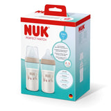 NUK Perfect Match Babyflasche mit Temperaturkontrolle Twin Set 2 × 260 ml, Motiv Affen