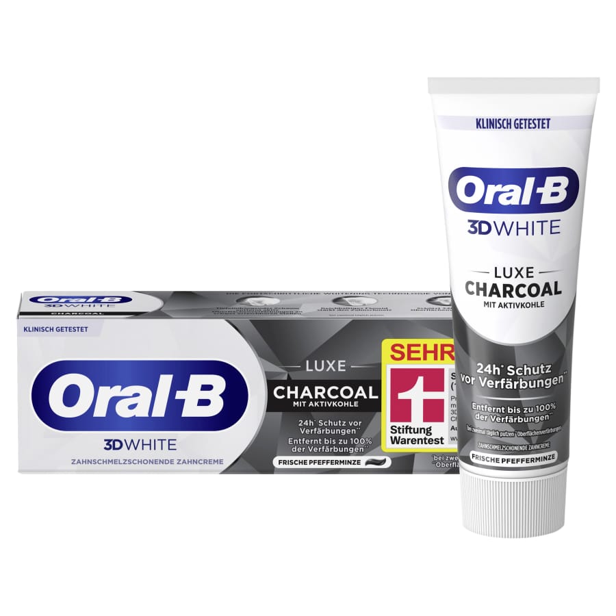 Oral-B 3D White Luxe Charcoal Zahncreme, Pfefferminze