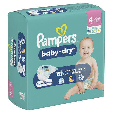 Pampers Baby Dry 4 Maxi Windeln, 9-14 kg 1 Single Packung = 31 Windeln