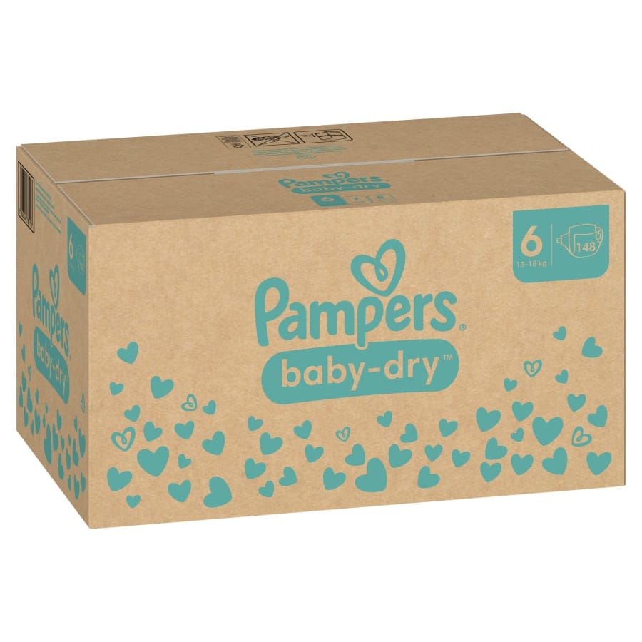 Pampers Baby Dry 6 Extra Large Windeln, 13-18 kg 1 Monatsbox = 148 Windeln