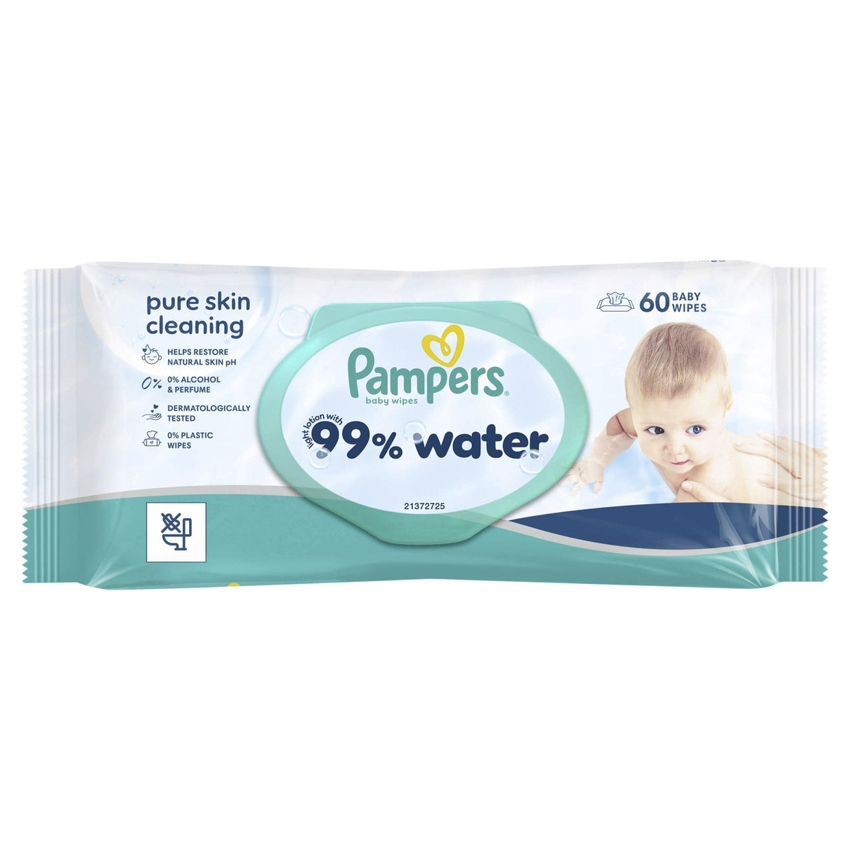 Pampers Feuchttücher 99% Water 1 Packung, 60 Tücher