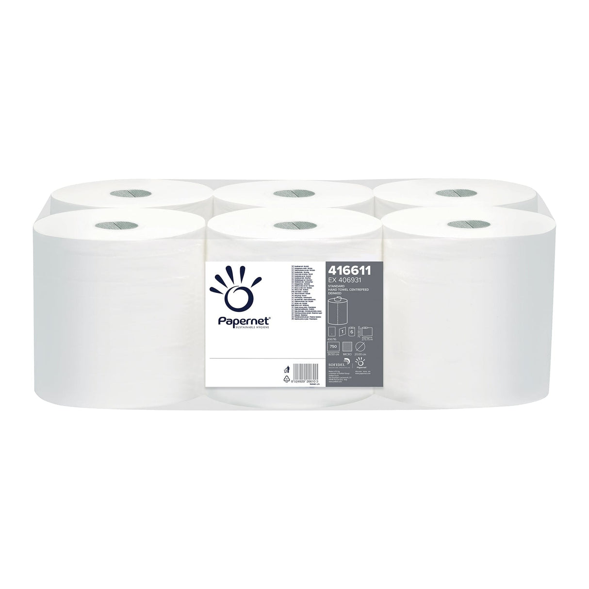 Papernet Centrefeed Handtuchrollen 1-lagig weiss