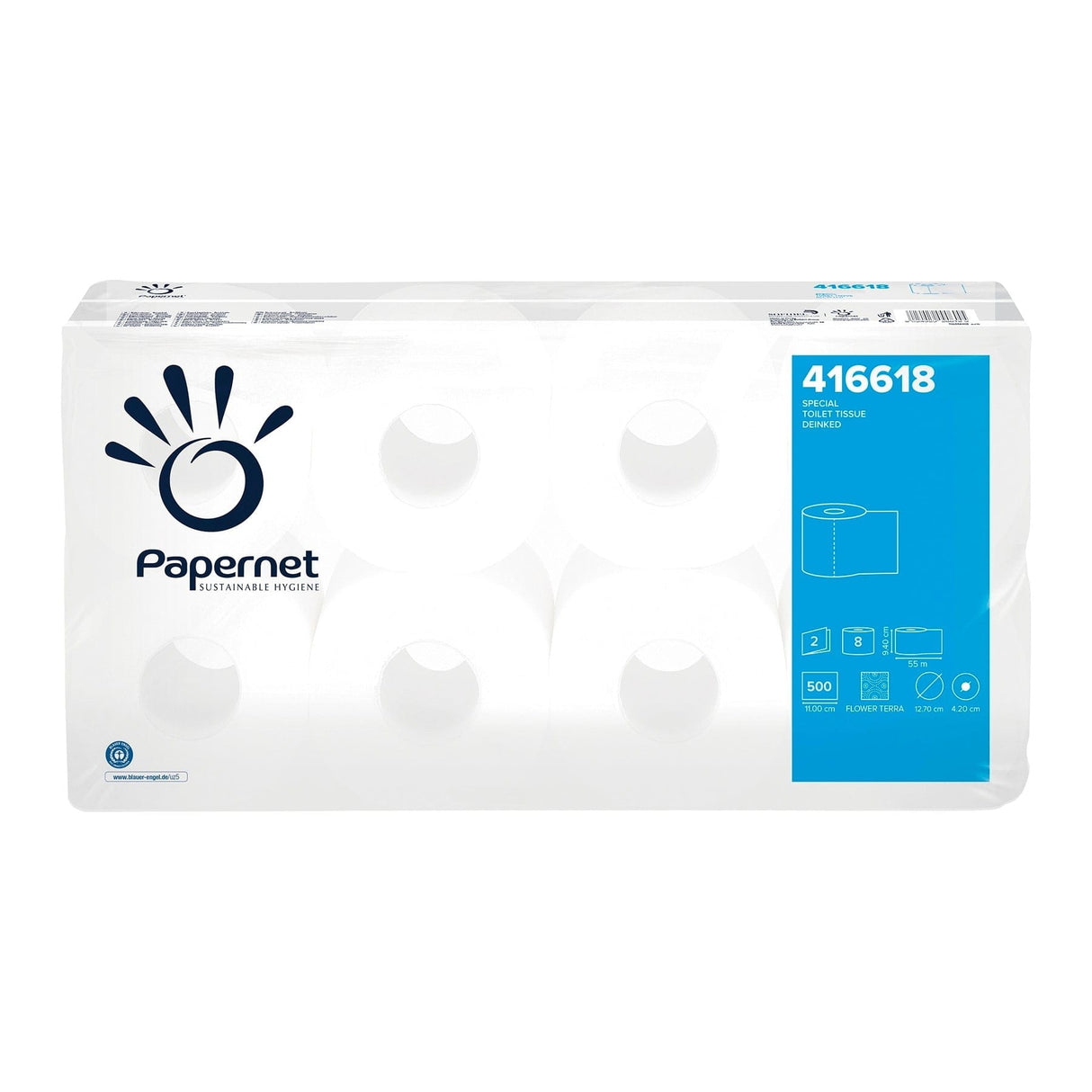 Papernet Toilettenpapier 2-lagig weiß Hygiene 1 Karton = 6 Packungen à 8 x 500 Blatt