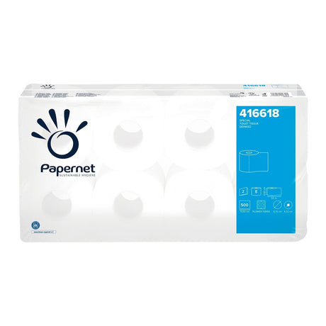 Papernet Toilettenpapier 2-lagig weiß Hygiene 1 Packung = 8 Rollen à 500 Blatt