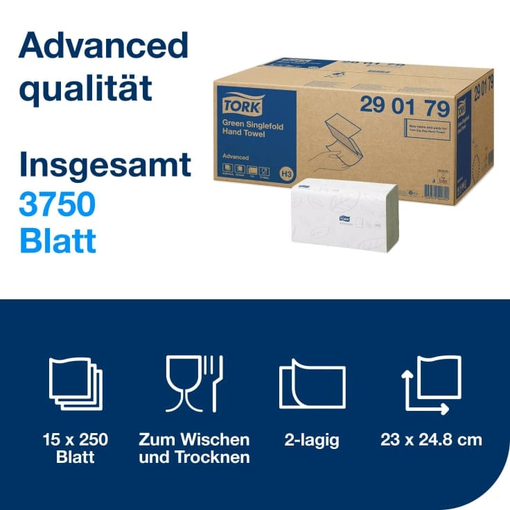 Tork Papierhandtücher H3 Advanced 2 lagig saugstark