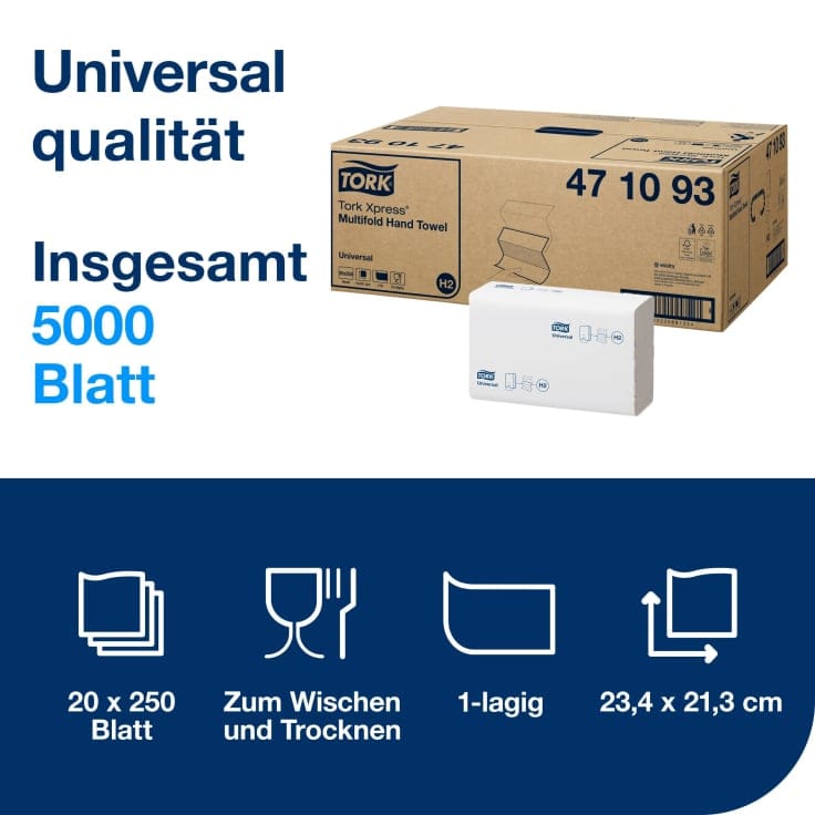 Tork Xpress Papierhandtücher H2 Universal 1-lagig Handtrocknung
