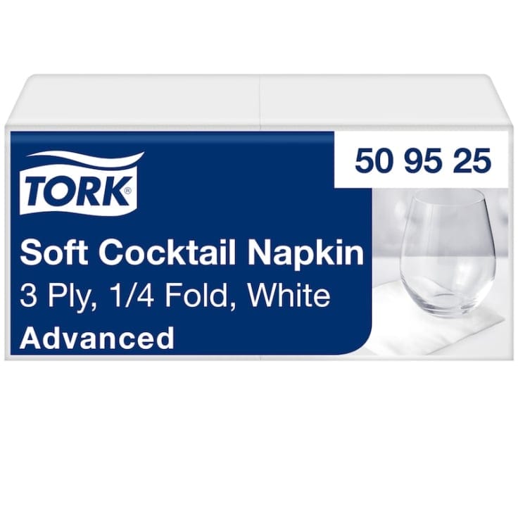 Tork Cocktailservietten Soft 3-lagig 1/4 Falz weiß