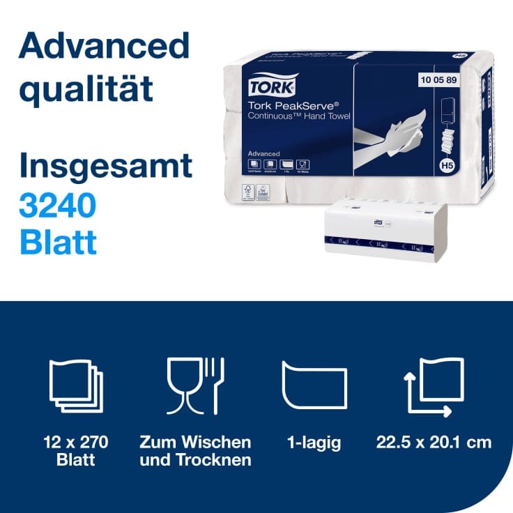 Tork PeakServe Endlos Handtuchpapier 1-lagig hochfrequentierte Bereiche