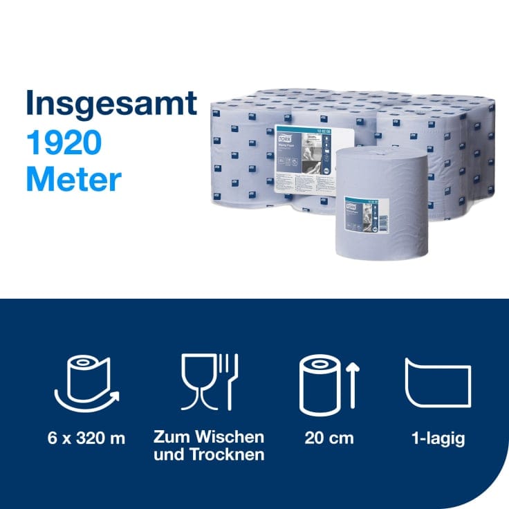Tork Papierwischtücher M2 1-lagig blau Mehrzweck