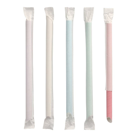 Papstar Bubble Tea Strohhalme, Papier, Ø 12 mm · 20 cm, farbig, e