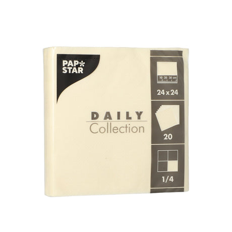 Papstar DAILY Collection Servietten, 24x24 cm, 1/4, champanger 1 Karton (20 Packungen × 20 Stück)