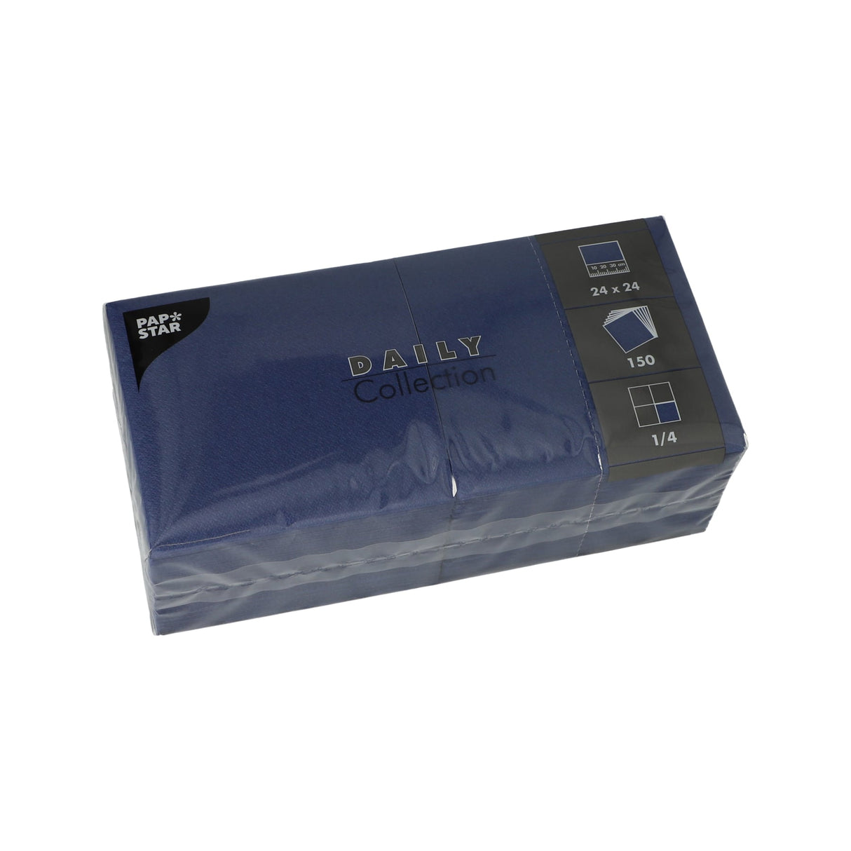 Papstar DAILY Collection Servietten, 24x24 cm, 1/4, dunkelblau 1 Karton (6 Packungen × 150 Stück)