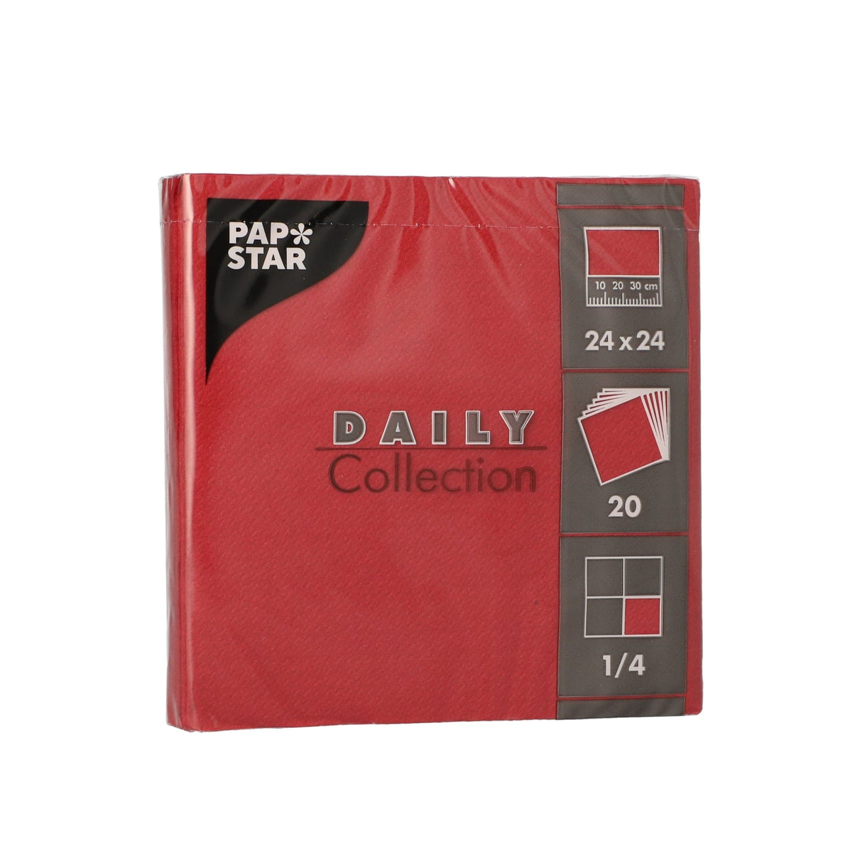 Papstar DAILY Collection Servietten, 24x24 cm, 1/4 Falz, bordeaux 1 Karton (20 Packungen × 20 Stück)