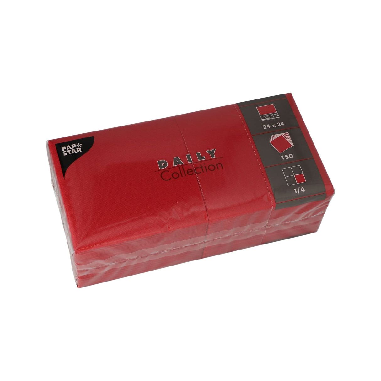 Papstar DAILY Collection Servietten, 24x24 cm, 1/4 Falz, bordeaux 1 Karton (6 Packungen × 150 Stück)